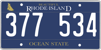 RI license plate 377534