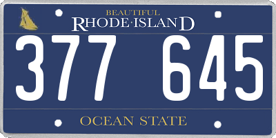 RI license plate 377645