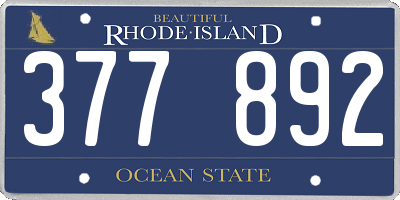 RI license plate 377892
