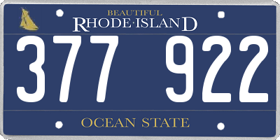 RI license plate 377922