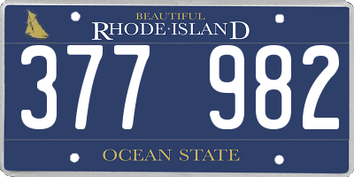RI license plate 377982