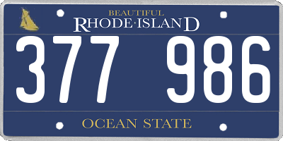 RI license plate 377986