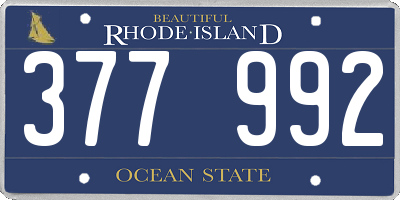 RI license plate 377992