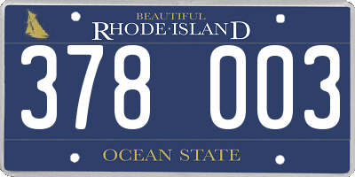 RI license plate 378003