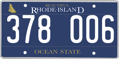 RI license plate 378006