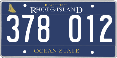 RI license plate 378012