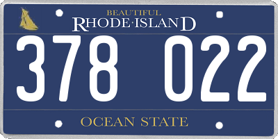 RI license plate 378022