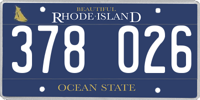 RI license plate 378026