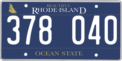 RI license plate 378040