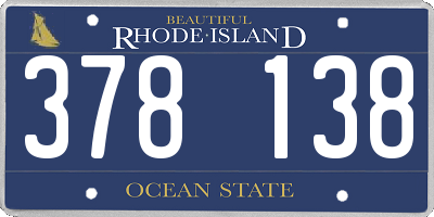 RI license plate 378138