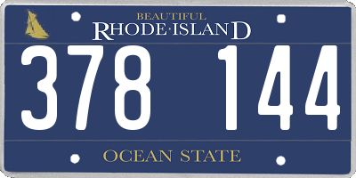 RI license plate 378144