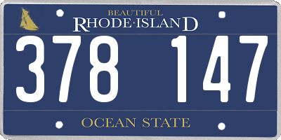 RI license plate 378147