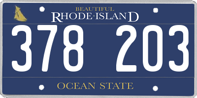 RI license plate 378203