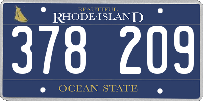 RI license plate 378209