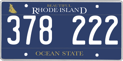 RI license plate 378222