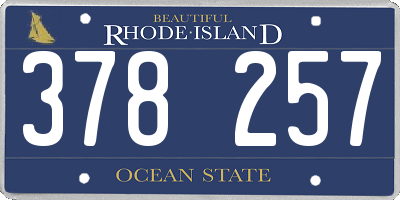 RI license plate 378257