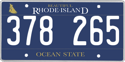 RI license plate 378265