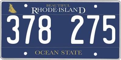 RI license plate 378275