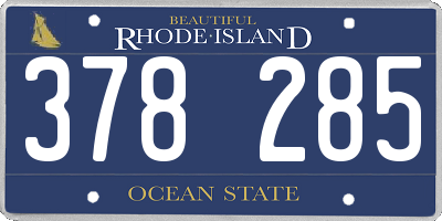 RI license plate 378285