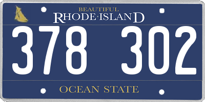 RI license plate 378302