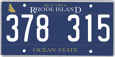 RI license plate 378315