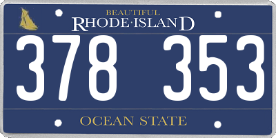 RI license plate 378353