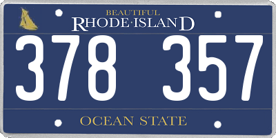 RI license plate 378357