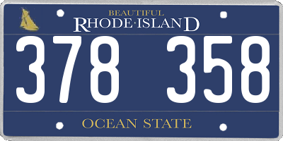 RI license plate 378358