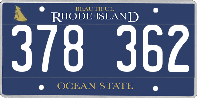 RI license plate 378362