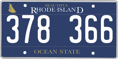 RI license plate 378366