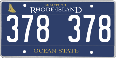 RI license plate 378378