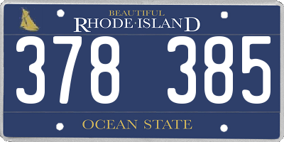 RI license plate 378385