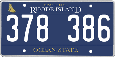 RI license plate 378386