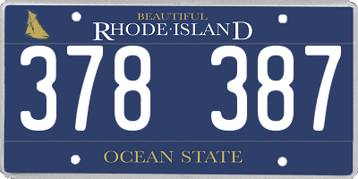 RI license plate 378387