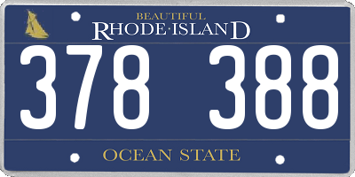 RI license plate 378388