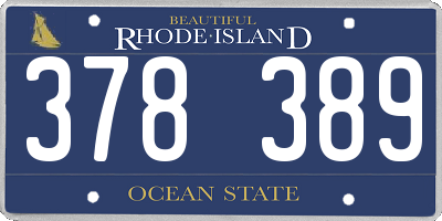 RI license plate 378389