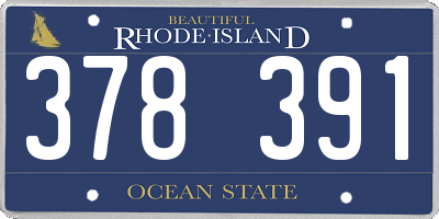 RI license plate 378391