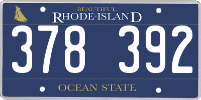 RI license plate 378392
