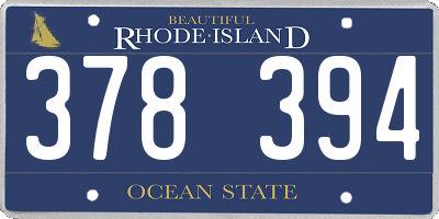 RI license plate 378394