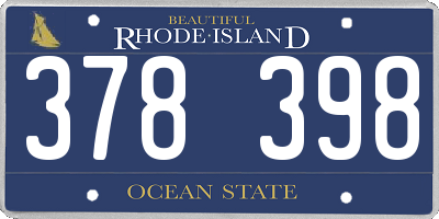 RI license plate 378398