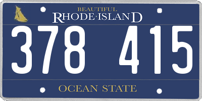 RI license plate 378415