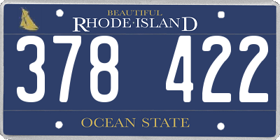 RI license plate 378422