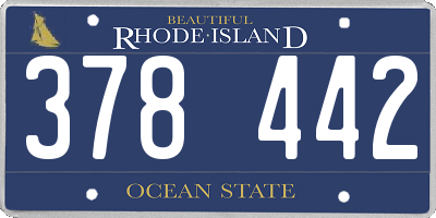RI license plate 378442