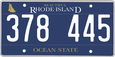 RI license plate 378445