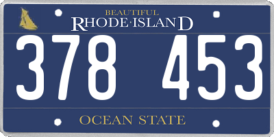 RI license plate 378453