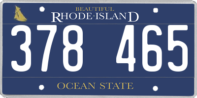 RI license plate 378465