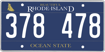 RI license plate 378478