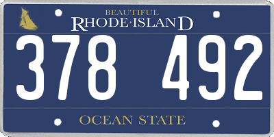 RI license plate 378492