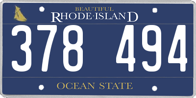 RI license plate 378494