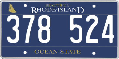 RI license plate 378524